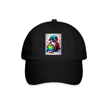 Farbe Papageienmädchen - Baseballkappe - Schwarz/Schwarz - Vorne