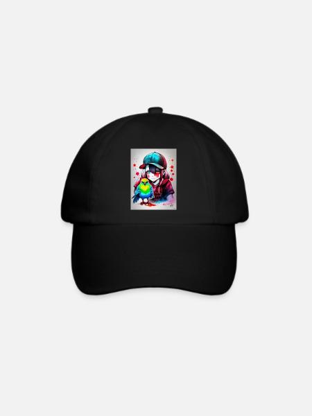 Farbe Papageienmädchen - Baseballkappe - Schwarz/Schwarz
