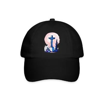 Kreuz auf einem Grab - Baseballkappe - Schwarz/Schwarz - Vorne