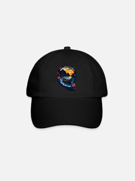 Erstaunliche Landschaftsillustration - Baseballkappe - Schwarz/Schwarz