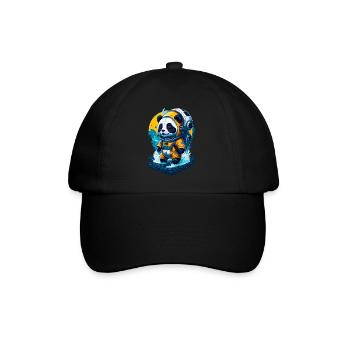 Niedlicher Panda-Astronaut - Baseballkappe - Schwarz/Schwarz - Vorne