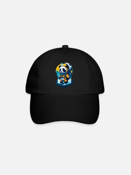 Niedlicher Panda-Astronaut - Baseballkappe - Schwarz/Schwarz