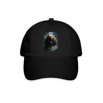 Grizzlybär Bär Tier Wald Natur Grizzly - Baseballkappe - Schwarz/Schwarz - Vorne