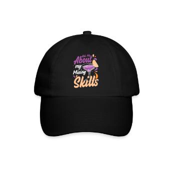 Cocktail Getränk Mixen Flasche - Baseballkappe - Schwarz/Schwarz - Vorne