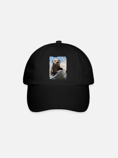 Surfing Sea Otter - Baseballkappe - Schwarz/Schwarz