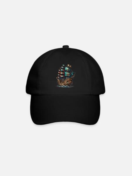 Piraten Schiff - Baseballkappe - Schwarz/Schwarz