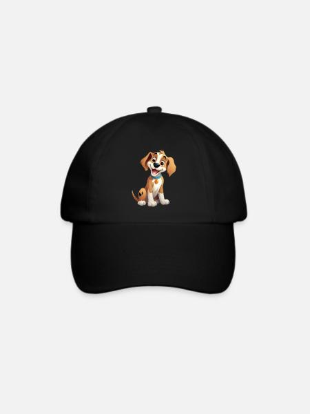 Hund Hündchen Hundeliebhaber Tier Cartoon Comic - Baseballkappe - Schwarz/Schwarz