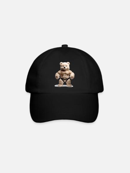 der Muskelteddy - Baseballkappe - Schwarz/Schwarz