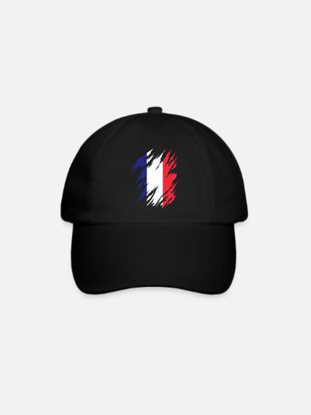 Frankreich Flagge Used Look Französische Fahne - Baseballkappe - Schwarz/Schwarz
