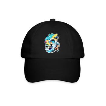 Surfen Strand Palme Sonnenschein Urlaub - Baseballkappe - Schwarz/Schwarz - Vorne