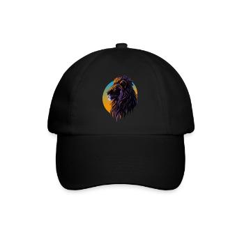Majestätischer Löwe bei Sonnenuntergang - Baseballkappe - Schwarz/Schwarz - Vorne