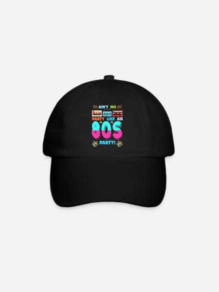 80er Jahre Party Vibes - Retro-Design mit Kassettenkassetten - Baseballkappe - Schwarz/Schwarz