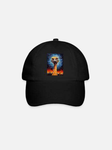 strauß, van gogh, sternennacht, tier, vogel - Baseballkappe - Schwarz/Schwarz