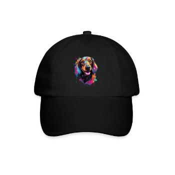 bunter Dackel Dachshund bunter Hund - Baseballkappe - Schwarz/Schwarz - Vorne