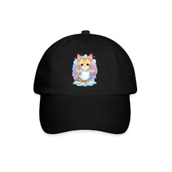 Süße Baby Katze - Baseballkappe - Schwarz/Schwarz - Vorne