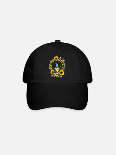 Sonnenblumen-Gnom - Baseballkappe - Schwarz/Schwarz