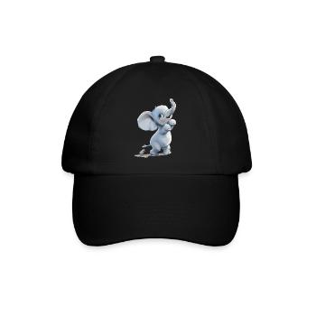 Kleiner lustiger Elefant mit Maus - Baseballkappe - Schwarz/Schwarz - Vorne