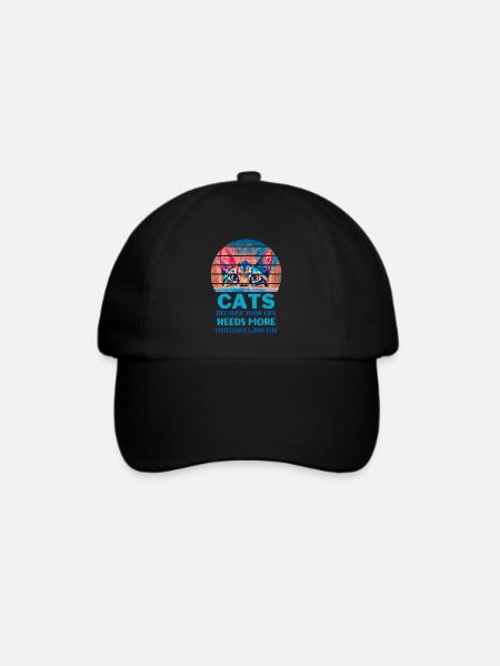 Katzen, weil Ihr Leben mehr Herausforderungen braucht - Baseballkappe - Schwarz/Schwarz
