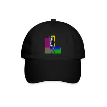 Urban Chic: Banksy-inspiriertes Mädchen - Baseballkappe - Schwarz/Schwarz - Vorne