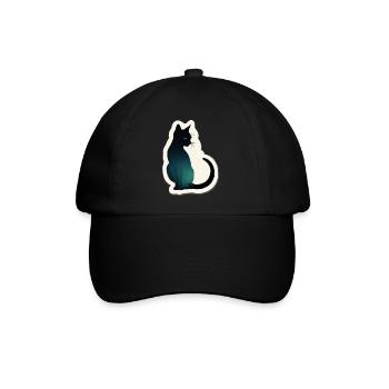 Katze Silhouette - Baseballkappe - Schwarz/Schwarz - Vorne