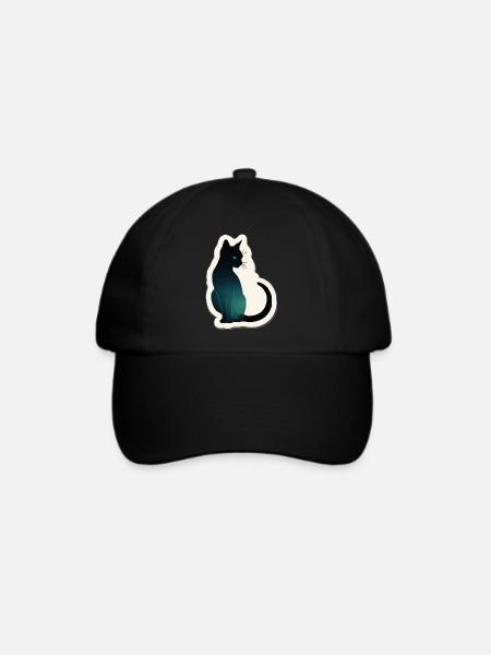 Katze Silhouette - Baseballkappe - Schwarz/Schwarz