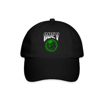 Obey Illustration Fett Grün Virus Schädel - Baseballkappe - Schwarz/Schwarz - Vorne