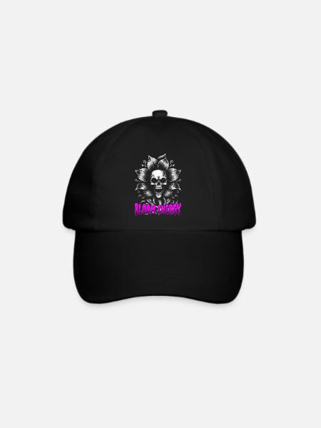 Blüte Energie Finsterer Schädel Blume Gesicht - Baseballkappe - Schwarz/Schwarz