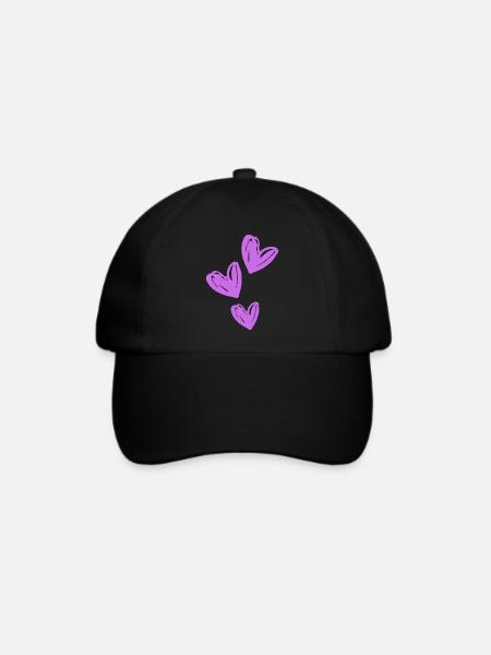 Herzen Lila Symbol - Baseballkappe - Schwarz/Schwarz