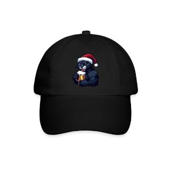 Panther Weihnachten Bier - Baseballkappe - Schwarz/Schwarz - Vorne