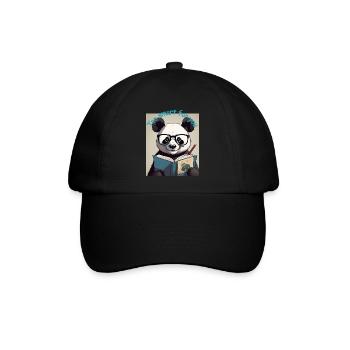 Der Lesende Panda - Baseballkappe - Schwarz/Schwarz - Vorne
