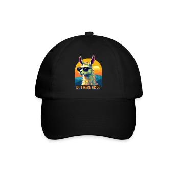 Sei dabei oder sei Lama – Retro Cool Lama Design - Baseballkappe - Schwarz/Schwarz - Vorne