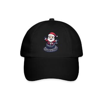 Schlange Kobra Weihnachtsmann - Baseballkappe - Schwarz/Schwarz - Vorne