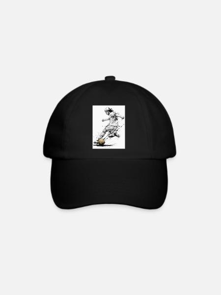 Dynamic Black And White Soccer Player Fussballer - Baseballkappe - Schwarz/Schwarz
