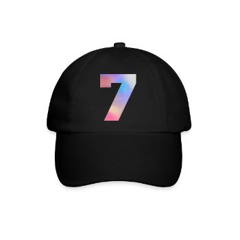 Bunte Zahl 7 - Baseballkappe - Schwarz/Schwarz - Vorne