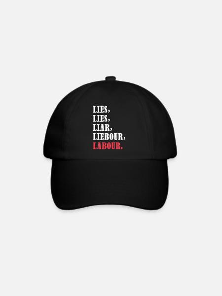 Bold anti-Labour Slogan Typography Design - Baseballkappe - Schwarz/Schwarz