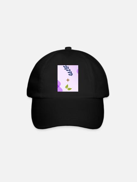 Minimalistisches, von der Natur inspiriertes Blattdesign - Baseballkappe - Schwarz/Schwarz