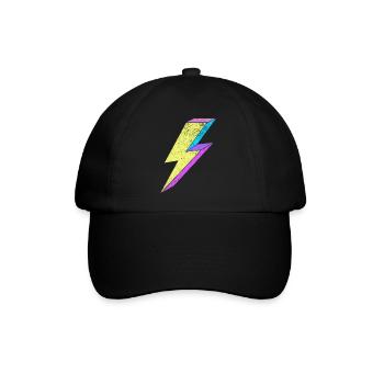 Leuchtende Lightning-Design mit Pastellfarben 80s  - Baseballkappe - Schwarz/Schwarz - Vorne