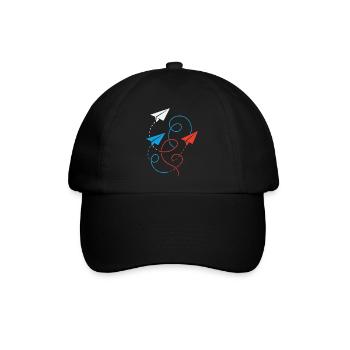 Papierflieger - Baseballkappe - Schwarz/Schwarz - Vorne