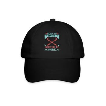 Geboren zum jagen, gezwungen zum arbeiten - Baseballkappe - Schwarz/Schwarz - Vorne