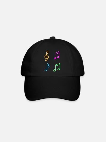 Neon Musiknoten – Music Vibes - Baseballkappe - Schwarz/Schwarz