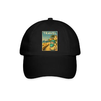 Retro-Art Deco mit Opa auf Reisen - Baseballkappe - Schwarz/Schwarz - Vorne