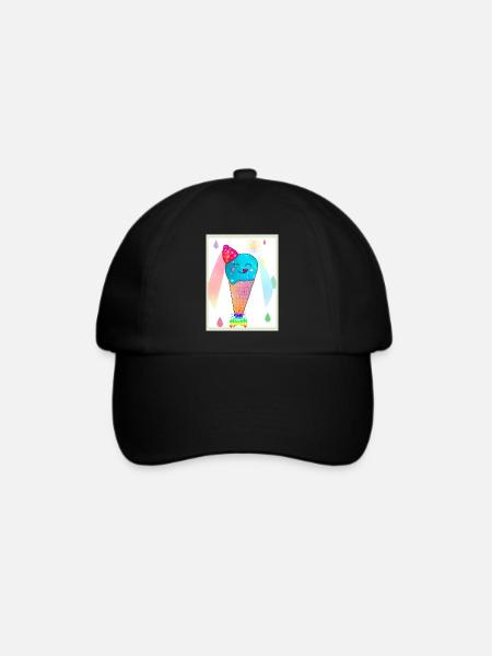 Kunterbunte Kawaii-Eiscreme - Baseballkappe - Schwarz/Schwarz