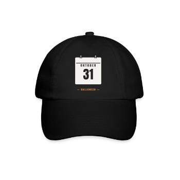 31 Oktober Kalender Halloween Datum Spooky Grusel - Baseballkappe - Schwarz/Schwarz - Vorne
