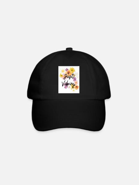 Just Vibing Blumenkranz - Baseballkappe - Schwarz/Schwarz