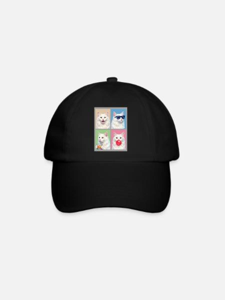 Katzen Türkisch Angora Katze - Baseballkappe - Schwarz/Schwarz