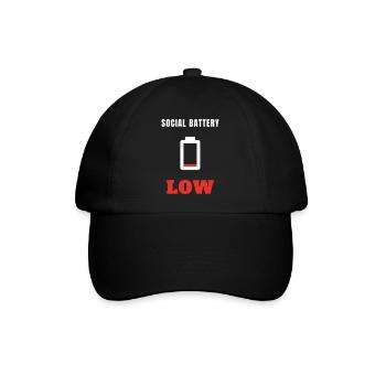 Social Battery Low - Introvert Spruch Statement - Baseballkappe - Schwarz/Schwarz - Vorne