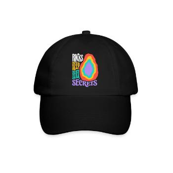 Geologie – Rocks Keep Better Secrets - Baseballkappe - Schwarz/Schwarz - Vorne