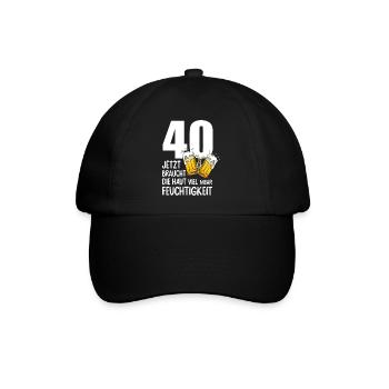 40 Geburtstag Bier Männer Lustiger Spruch - Baseballkappe - Schwarz/Schwarz - Vorne