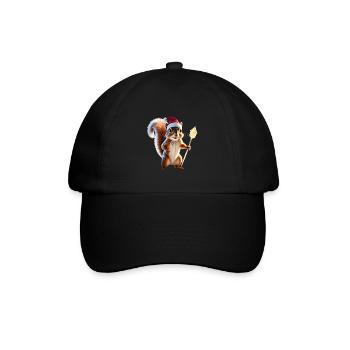 Magisches Weihnachts Eichhörnchen, Hüter des Wades - Baseballkappe - Schwarz/Schwarz - Vorne
