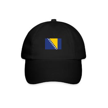 Bosnien und Herzegowina Flagge Wappen - Baseballkappe - Schwarz/Schwarz - Vorne